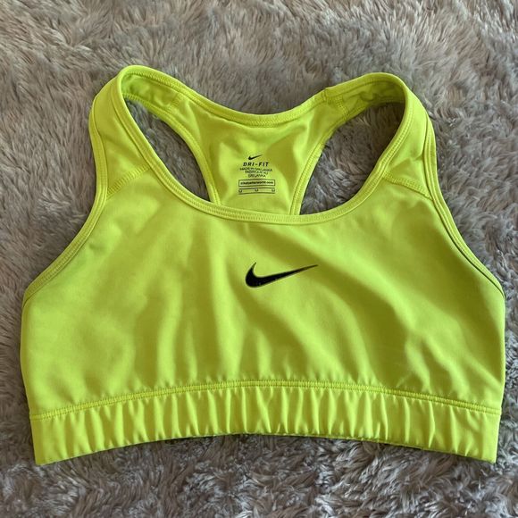 Nike Other - Nike Dri Fit Sports Bra Womens Medium Neon Yellow with Centered Black Swoosh